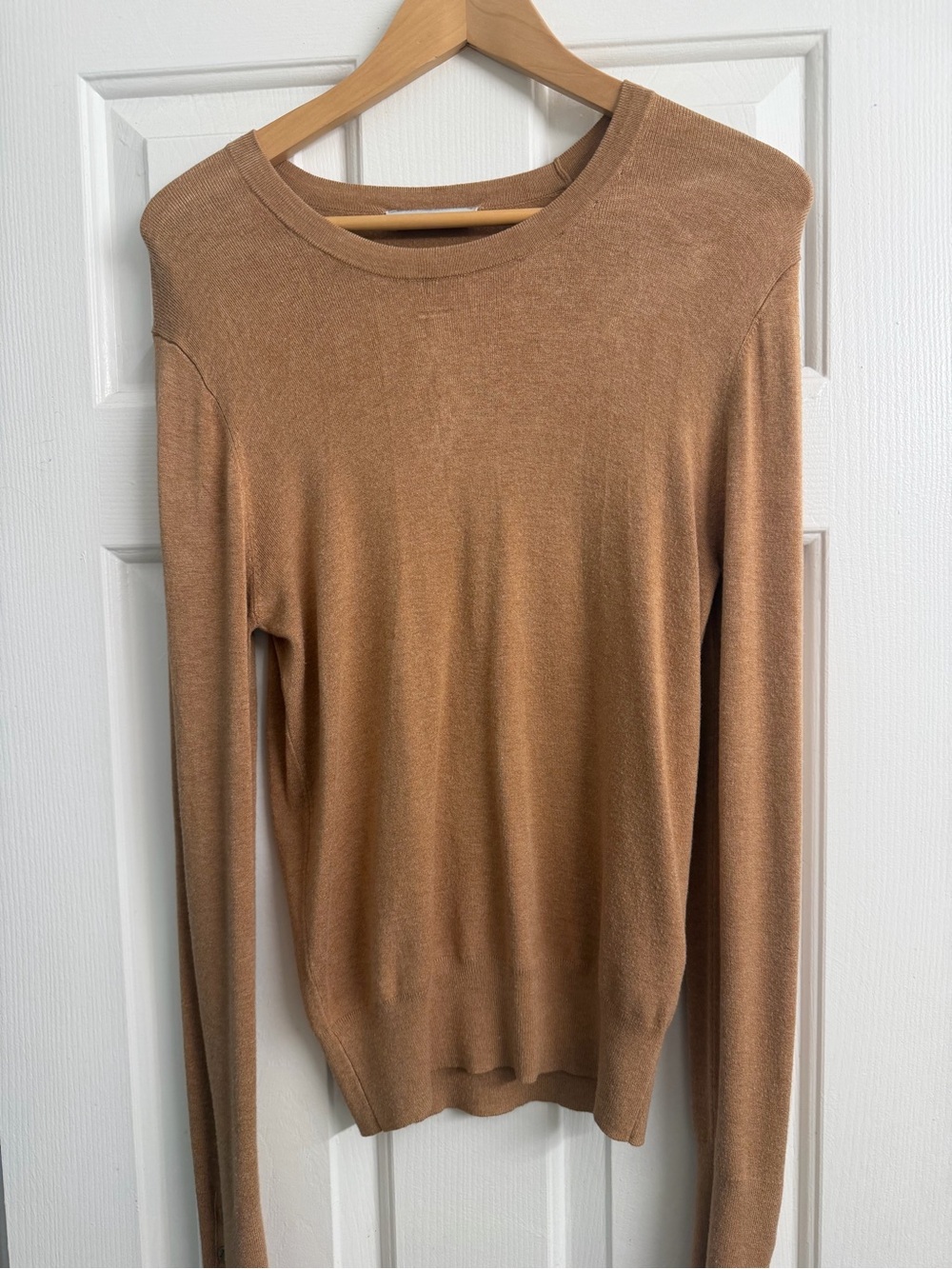 Zara Slim Crewneck Sweater in Camel